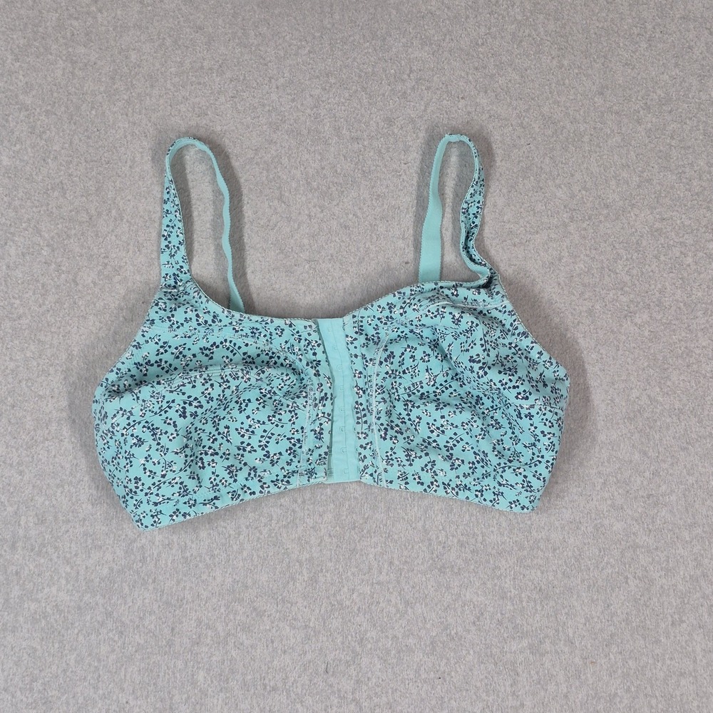 Comfort Choice Women Bra 38DD Blue Floral T Shirt Wireless Lightly Lined
